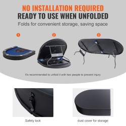 Taitettava pokeripöytä 10 pelaajan metallirunkoinen huopapinta pehmustetut reunat ruostumattomat juomatelineet