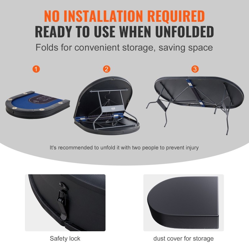 Taitettava pokeripöytä 10 pelaajan metallirunkoinen huopapinta pehmustetut reunat ruostumattomat juomatelineet