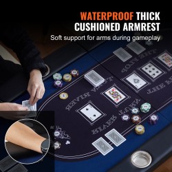 Taitettava pokeripöytä 10 pelaajan metallirunkoinen huopapinta pehmustetut reunat ruostumattomat juomatelineet