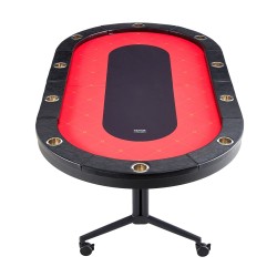 Pokeripöytä taitettava 229 senttimetriä ovaalinen 10 pelaajalle verapintainen pehmustetut reunat ruostumattomat mukitelineet