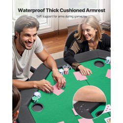 Pokeripöytä taitettava 8 pelaajalle 1220 mm huopapinta metallijalat pehmustetut reunat mukitelineet