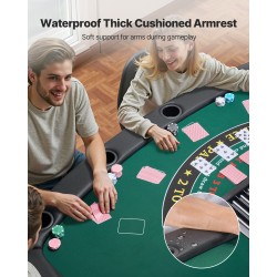 Taitettava pokeripöytä 7 pelaajalle huopapinta pehmustetut reunat mukitelineet
