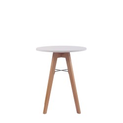 Pyöreä keittiöpöytä MDF-levyllä ja pyökkijalustalla