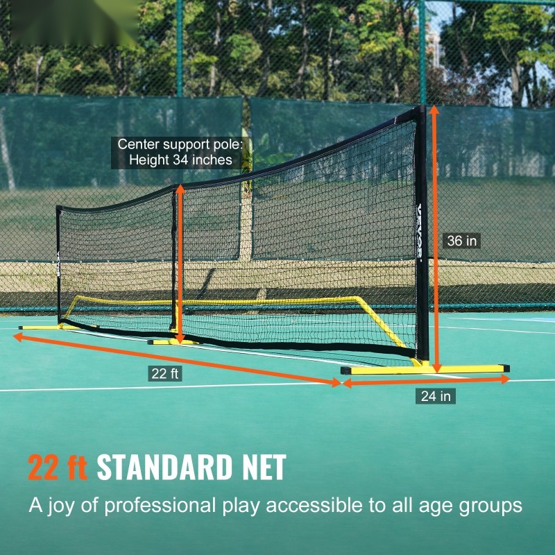 Kannettava pickleball-verkkojärjestelmä metallirunko 6,7 m säänkestävä PE-verkko kantolaukulla