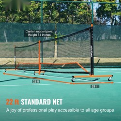 Pickleball-verkokojärjestelmä 22 jalan polyeteeniverkko paksunnettu metallirunko mukana maila ja kantolaukku