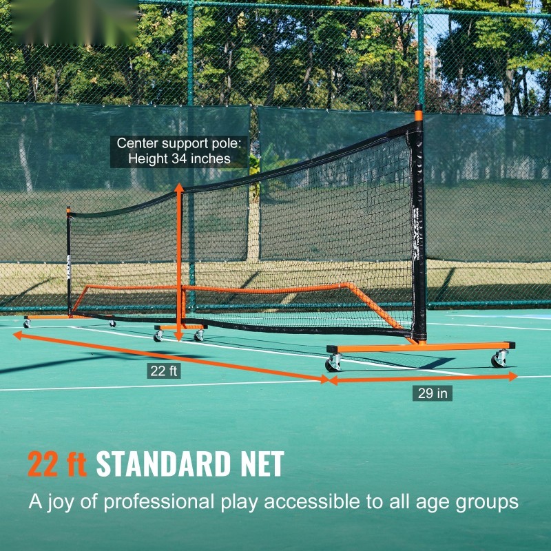 Pickleball-verkokojärjestelmä 22 jalan polyeteeniverkko paksunnettu metallirunko mukana maila ja kantolaukku