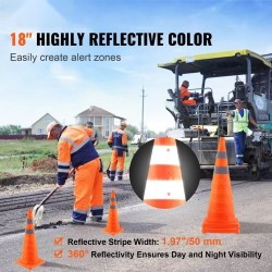 Taitettavat turvakartiot 28 tuumaa 2 kpl PP-muovia heijastavilla raidoilla leveällä pohjalla