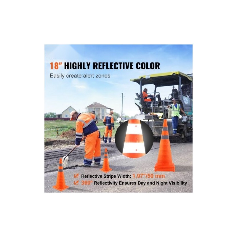 Taitettavat turvakartiot 28 tuumaa 2 kpl PP-muovia heijastavilla raidoilla leveällä pohjalla