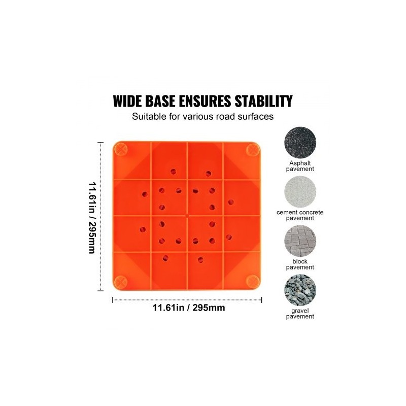 Taitettavat turvakartiot 28 tuumaa 2 kpl PP-muovia heijastavilla raidoilla leveällä pohjalla