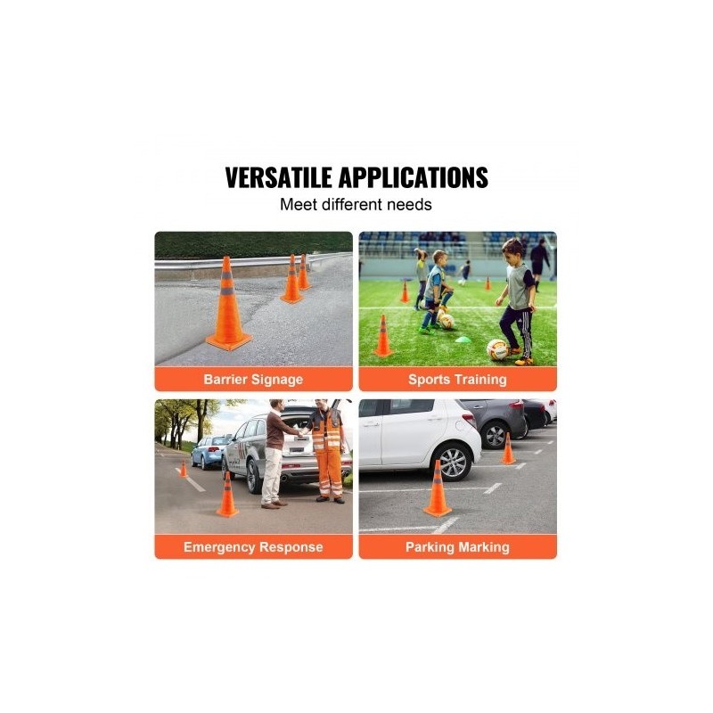 Taitettavat turvakartiot 28 tuumaa 2 kpl PP-muovia heijastavilla raidoilla leveällä pohjalla