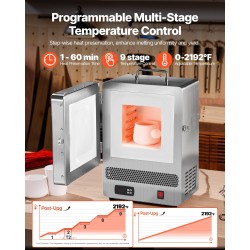 Pöytämallinen sähköuuni 1500 watin 1200 celsiusasteen ruostumattomasta teräksestä kullan ja hopean sulatus