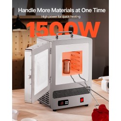 Pöytämallinen sähköuuni 1500 watin 1200 celsiusasteen ruostumattomasta teräksestä kullan ja hopean sulatus