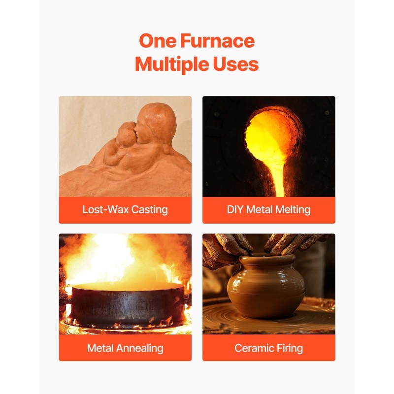 Sähköinen sulatusuuni 1650W 1200°C digitaalinen lämpötilansäätö 201-ruostumaton teräsrunko vahavaluun ja keramiikkaan