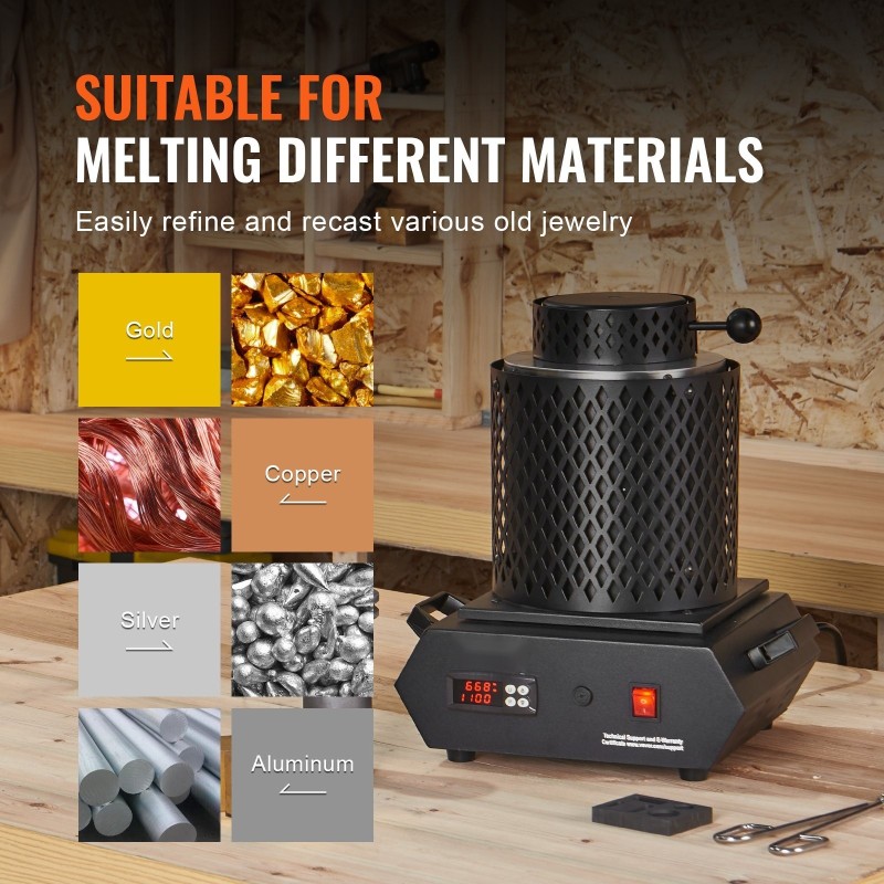 Sähköinen sulatusuuni 1350 watin 1150 asteeseen grafiittiupokkaat jalometallien sulatukseen