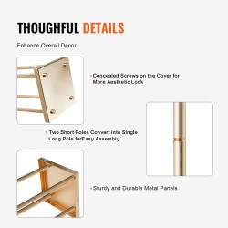 Rautainen sylinterimäinen kukkateline 60 cm korkea 4 kpl ranskankultainen pinnoite