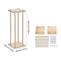Rautainen sylinterimäinen kukkateline 60 cm korkea 4 kpl ranskankultainen pinnoite