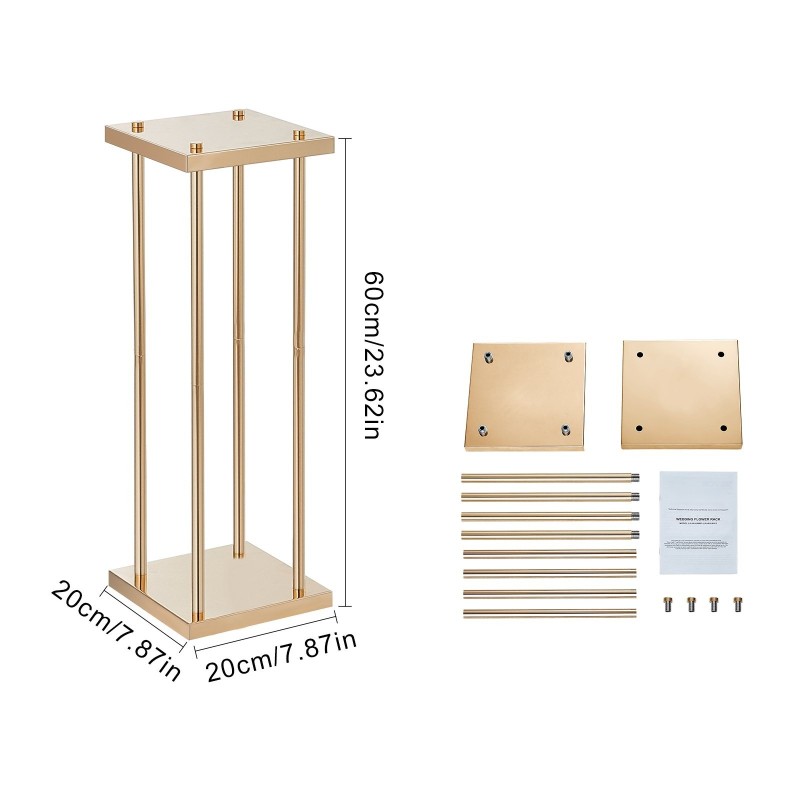 Rautainen sylinterimäinen kukkateline 60 cm korkea 4 kpl ranskankultainen pinnoite