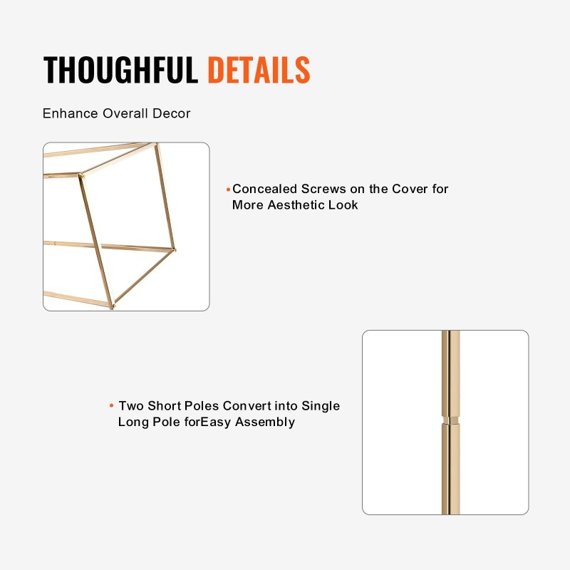 Kukkateline rautainen suorakulmainen hääjuhliin 80 cm 2 kpl ranskan kullanvärinen