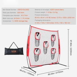 Heittoharjoitusverkko amerikkalaiselle jalkapallolle seitsemän jalan kokoinen viisi kohdistustaskua teräs ja lasikuiturunko
