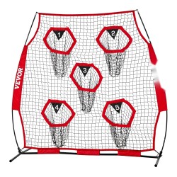 Amerikkalaisen jalkapallon heittoharjoitusverkko 1828.8 x 1828.8 mm 5 kohdetaskua solmuton teräsrunko punainen