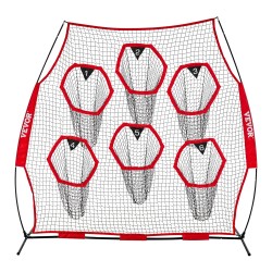 Heittoverkko amerikkalaisen jalkapallon harjoitteluun 2438x2438 mm solmuton punainen kantolaukku kiinnityshihnat