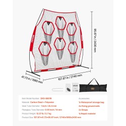 Heittoverkko amerikkalaisen jalkapallon harjoitteluun 2438x2438 mm solmuton punainen kantolaukku kiinnityshihnat