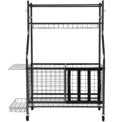 Urheiluvälinevaunu jauhemaalattua terästä 920x415x1156 mm musta lukittavat pyörät