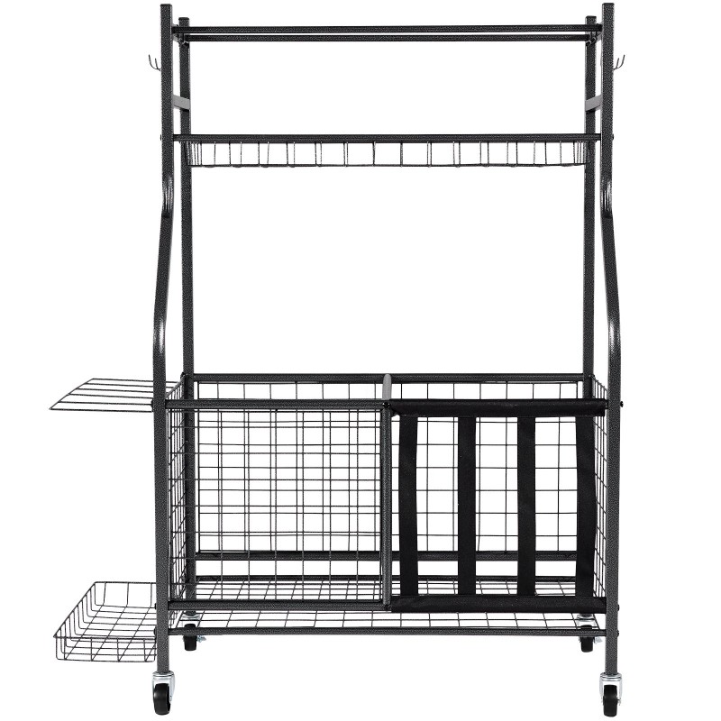 Urheiluvälinevaunu jauhemaalattua terästä 920x415x1156 mm musta lukittavat pyörät