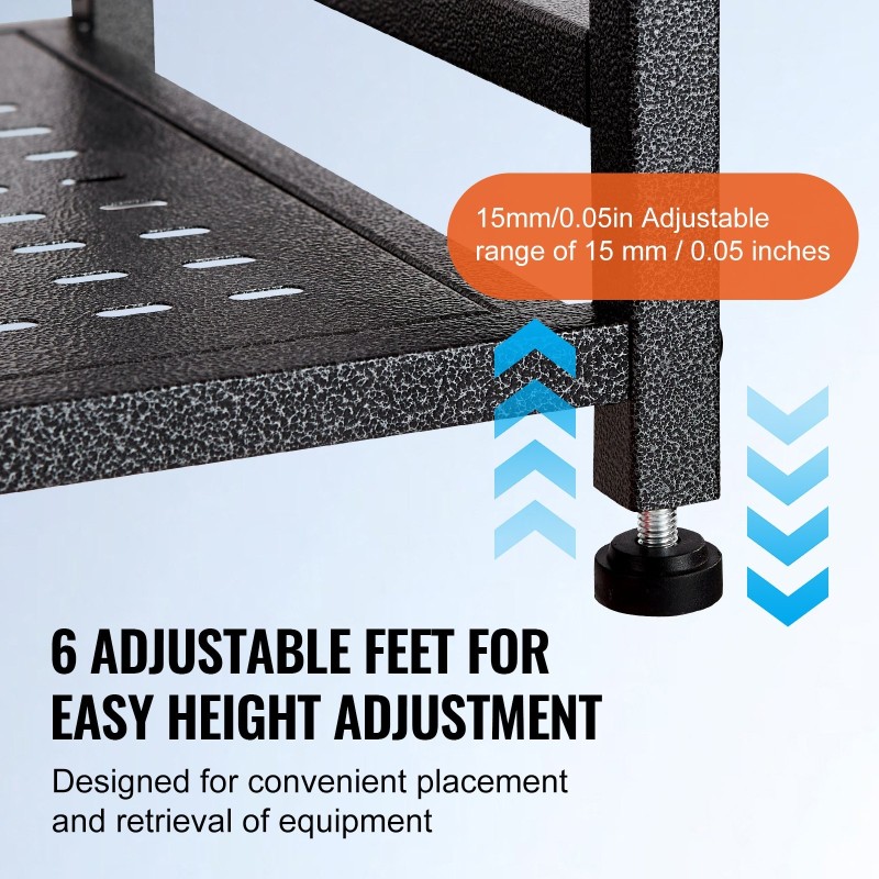 Teräksinen säilytyshylly kahdelle golfbägille koukuilla ja koreilla musta