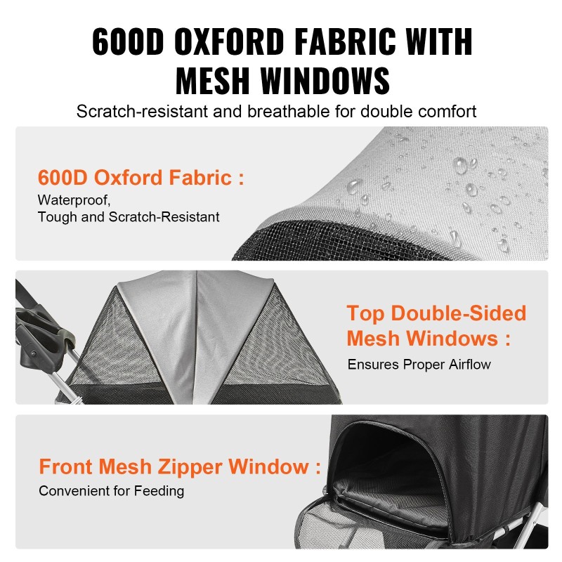 Lemmikkivaunut seosrunko 600D-kangas kantavuus 16 kg irrotettava kori EVA-pyörät