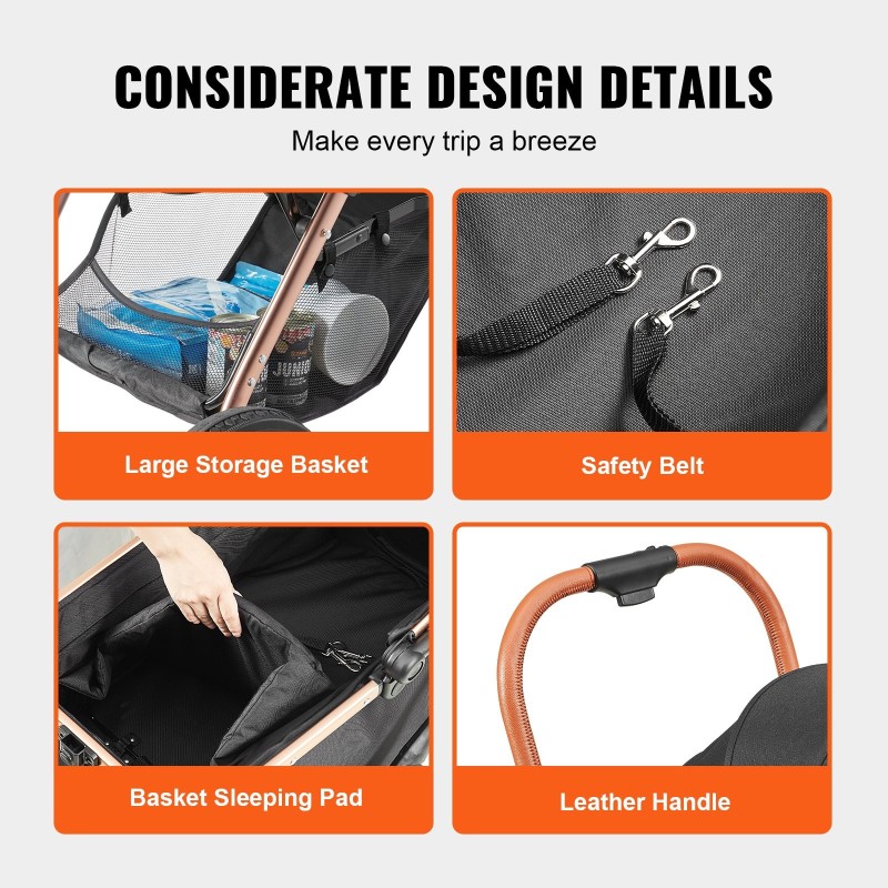 Lemmikkirattaat alumiiniseosrunko enimmäiskuorma 30 kiloa polyuretaanirenkaat verkkoikkunat irrotettava kori