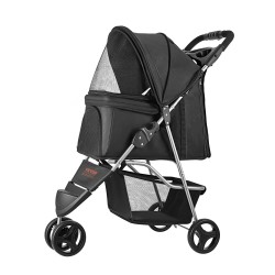 Kokoontaitettavat lemmikkirattaat 16 kg kantavuus 3 pyörää verkkoikkunat mukiteline jarru