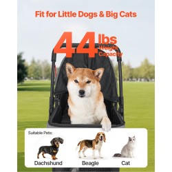 Lemmikkirattaat kokoontaitettava 20 kg kantavuus 4 pyörää verkkoikkunat käännettävä työntöaisa