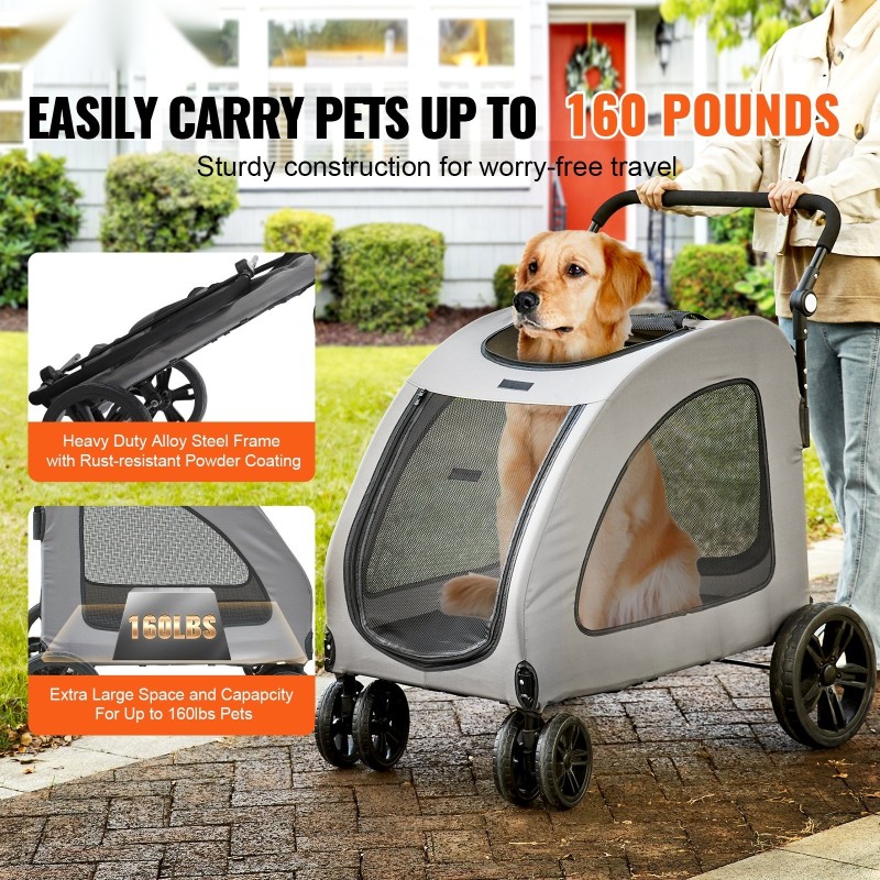 Lemmikkiratas keskikokoisille ja suurille koirille 73 kg kantavuus 4 pyörää tummanharmaa