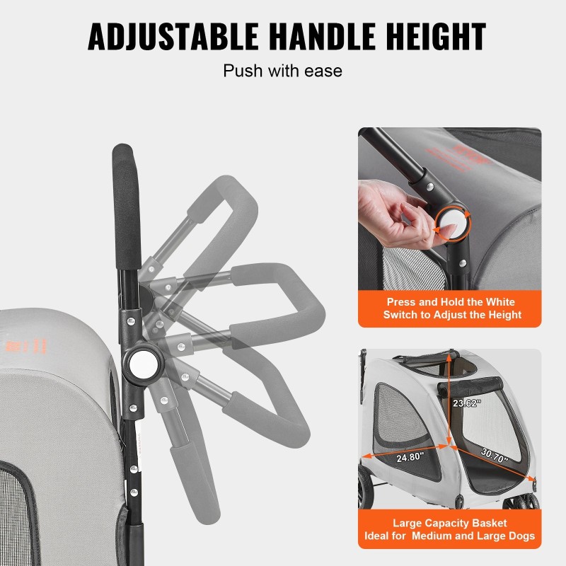 Lemmikkiratas keskikokoisille ja suurille koirille 73 kg kantavuus 4 pyörää tummanharmaa