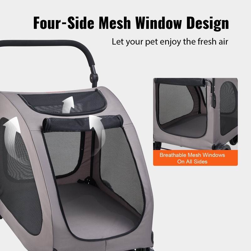 Lemmikkirattaat 4 pyörää 73 kg kantavuus 600D kestävä kangas säädettävä työntöaisa