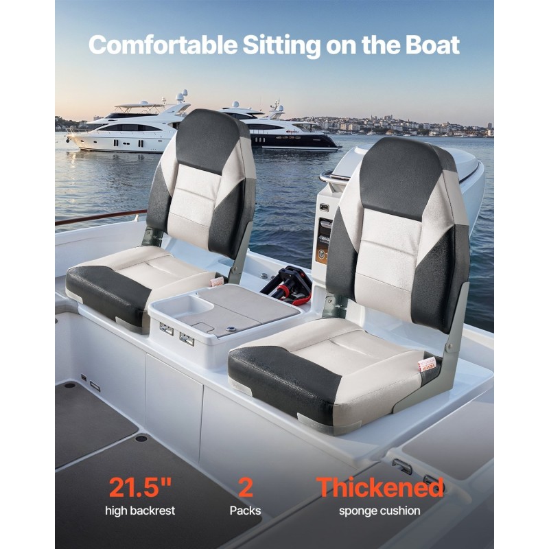 Veneen istuin korkea selkänoja taitettava PVC-nahka vaahtomuovipehmuste 2 kpl musta harmaa