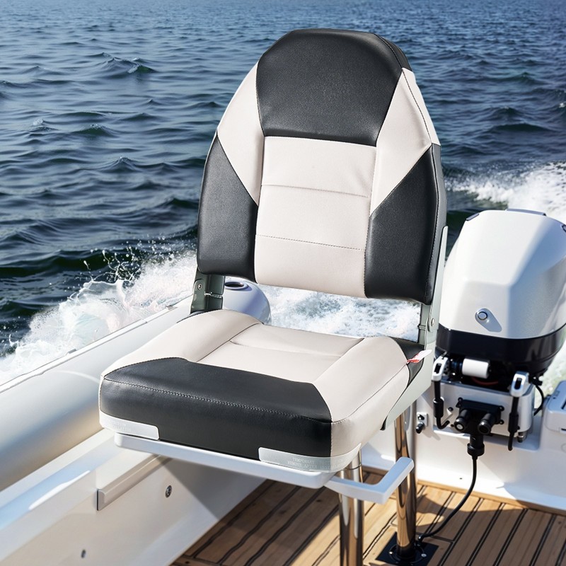 Veneen istuin korkea selkänoja taitettava PVC-nahka vaahtomuovipehmuste 2 kpl musta harmaa