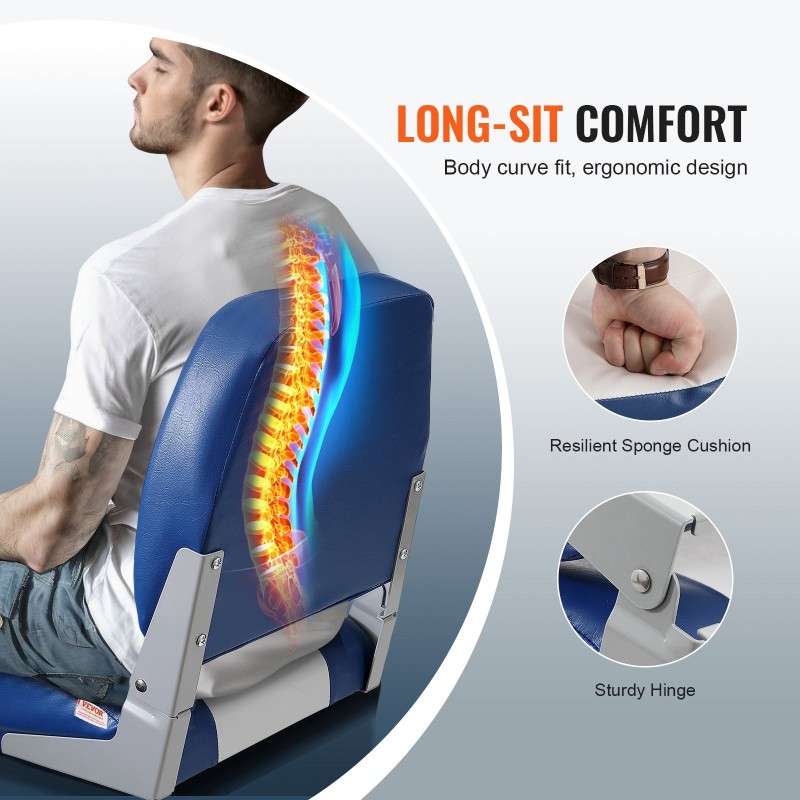 Venetuoli taittuva matala selkänoja PVC pinta PP runko vaahtomuovi 1 kpl veneisiin