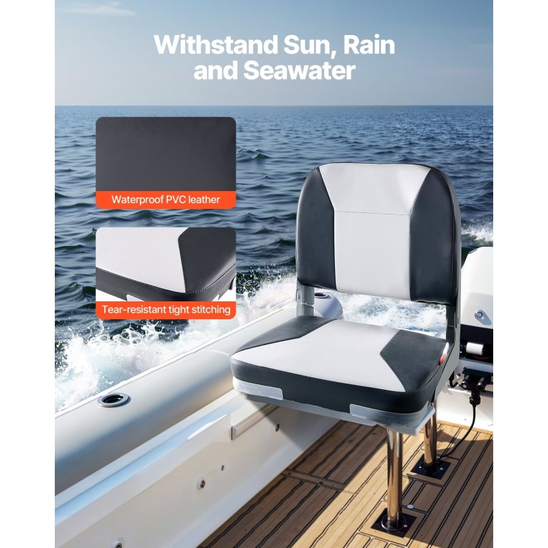 Taitettava venetuoli matalalla selkänojalla paksulla vaahtopehmusteella vedenpitävällä PVC-päällisellä kalastukseen