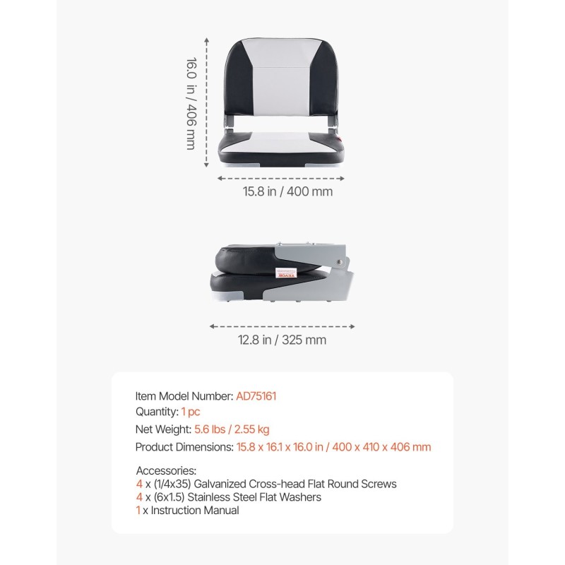 Taitettava venetuoli matalalla selkänojalla paksulla vaahtopehmusteella vedenpitävällä PVC-päällisellä kalastukseen