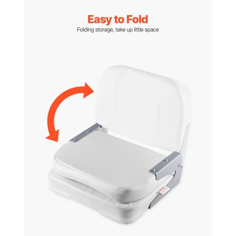 Veneen istuin taittuva matala selkänoja PVC-nahka paksu vaahtomuovi valkoinen 1 kpl