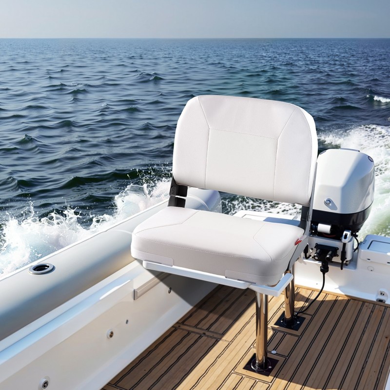 Veneen istuin taittuva matala selkänoja PVC-nahka paksu vaahtomuovi valkoinen 1 kpl