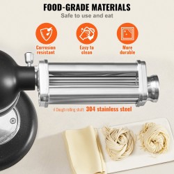 Pastalisäosa KitchenAid-yleiskoneelle ruostumatonta terästä 14 cm rulla 8 paksuusasetusta