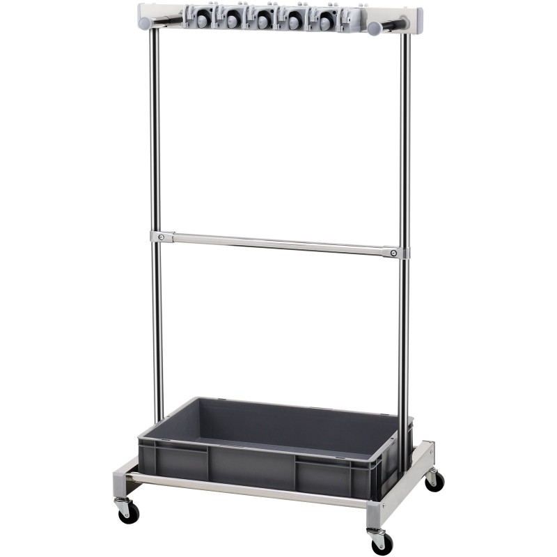 Puutarhatyökaluteline 10 paikalla pyörillä ruostumaton teräs ja PP-materiaali pitkille varsille