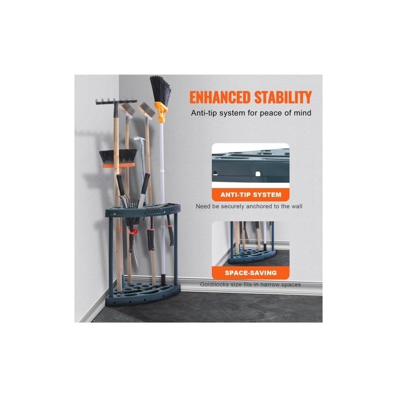 Puutarhatyökaluteline PP-muovi 19 paikkaa pitkävartisille työkaluille tornimallinen