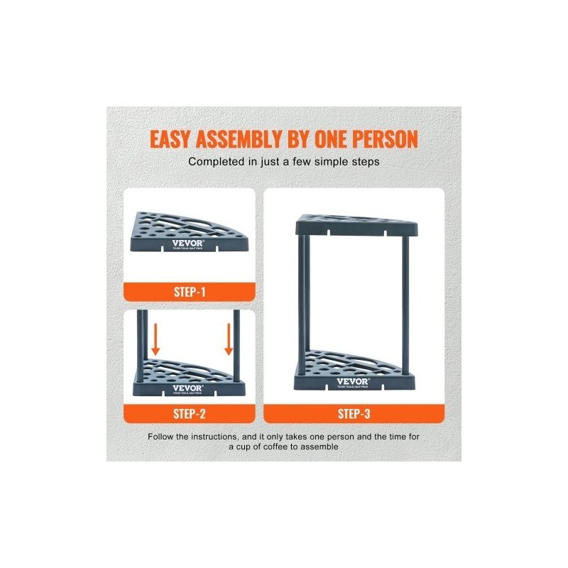 Puutarhatyökaluteline PP-muovi 19 paikkaa pitkävartisille työkaluille tornimallinen