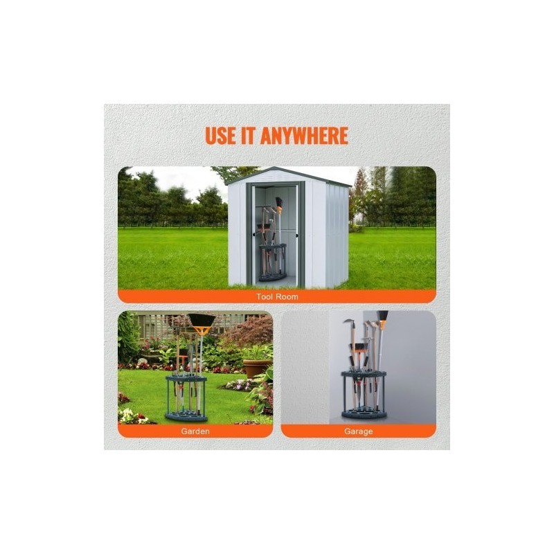 Puutarhatyökaluteline PP-muovi 19 paikkaa pitkävartisille työkaluille tornimallinen