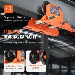 Käsikäyttöinen teräksinen siltavaunu 499 kg kantavuus 6–12 cm I- ja H-palkkeihin sopiva