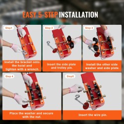 Käsikäyttöinen teräksinen siltavaunu 499 kg kantavuus 6–12 cm I- ja H-palkkeihin sopiva